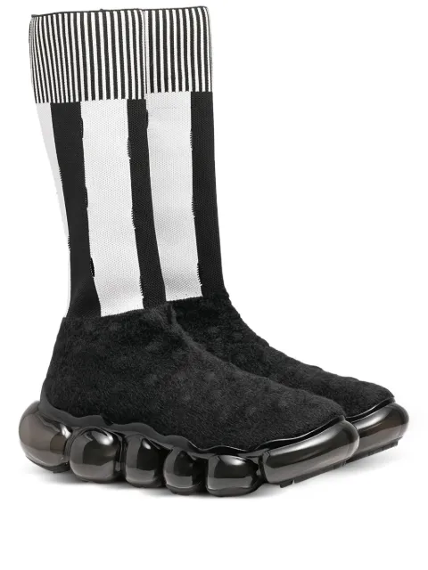 GROUNDS x Bernhard Wilhelm Jewelry stripe sock "Black/White" sneakers Black 618