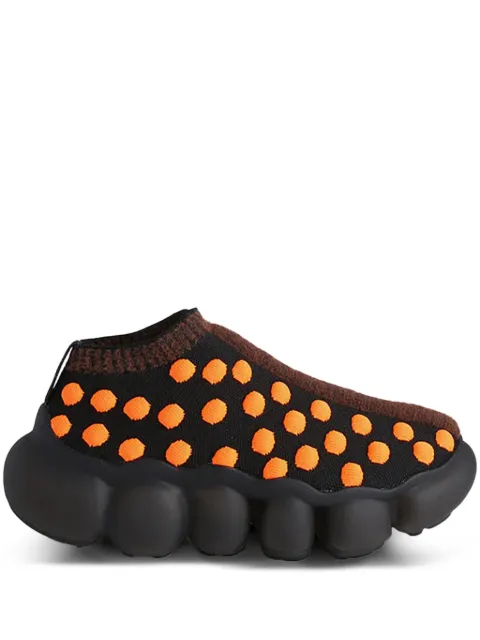 GROUNDS x Bernhard Wilhelm Jewelry knit-textured bubble-sole "Black/Orange/Brown" sneakers Black 612