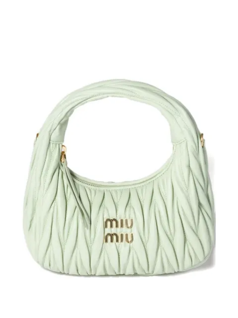 Miu Miu small Wander leather shoulder bag Green 5BC125VOOYAN88