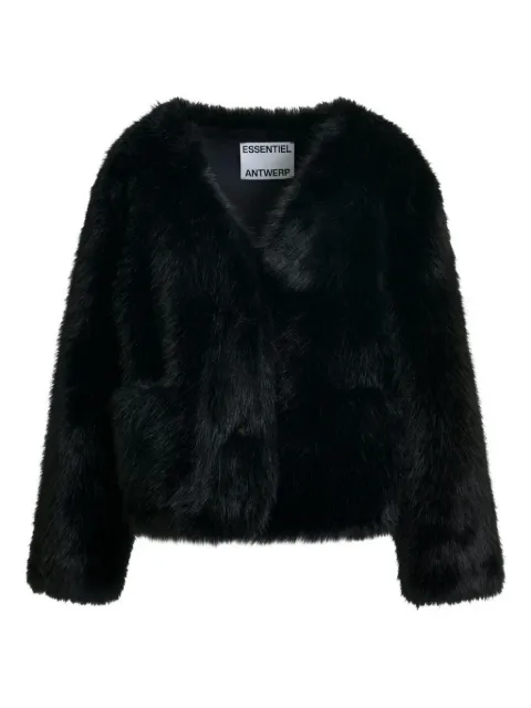 Essentiel Antwerp faux-fur button jacket Black IJACKET