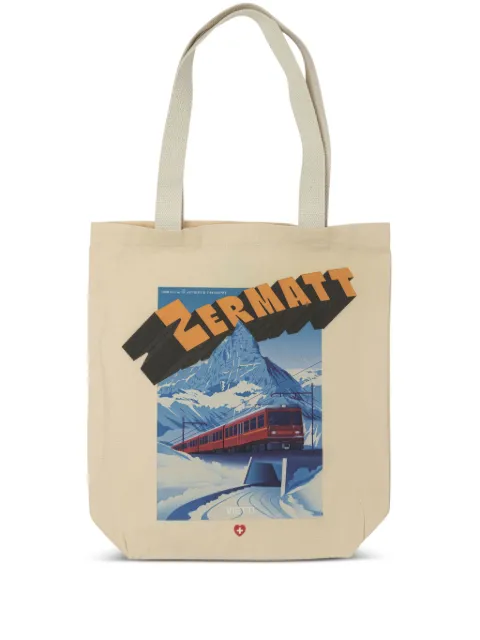 VIETTI MERCHANDISE Zermatt train-print tote bag Neutrals BAGPOSTERZERMATT3