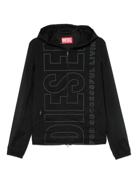 Diesel logo-print hooded jacket Black 25HA186410EPBP