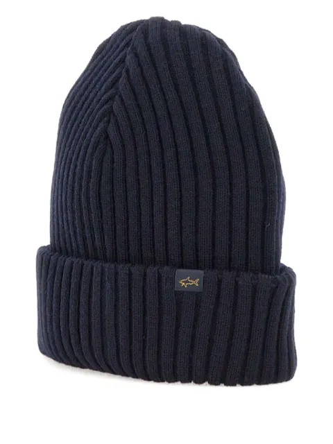 Paul & Shark ribbed logo-label beanie Blue 99311018050