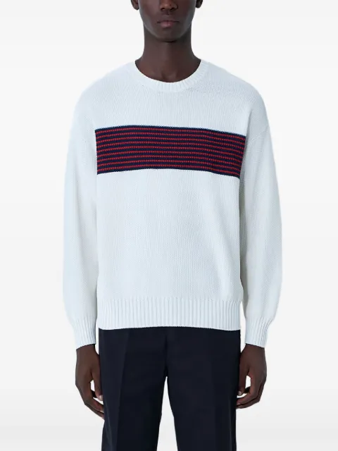 visvim striped-detail crew-neck jumper White 0125105012003IVORY