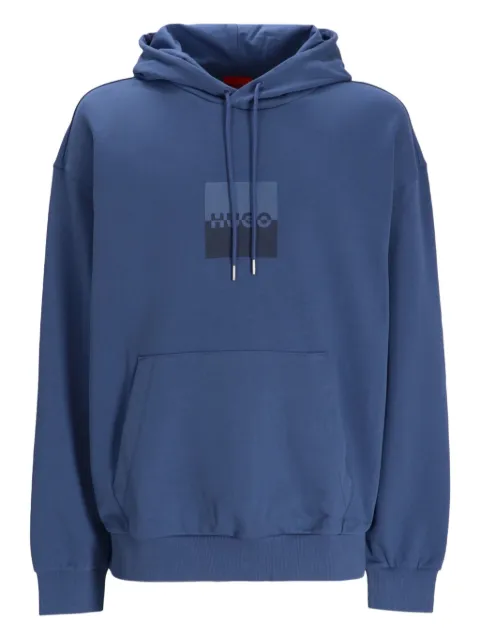 HUGO logo-print hoodie Blue 50542787