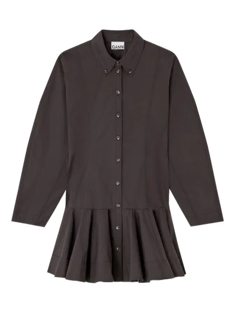 GANNI button-down ruffled dress Brown W1001