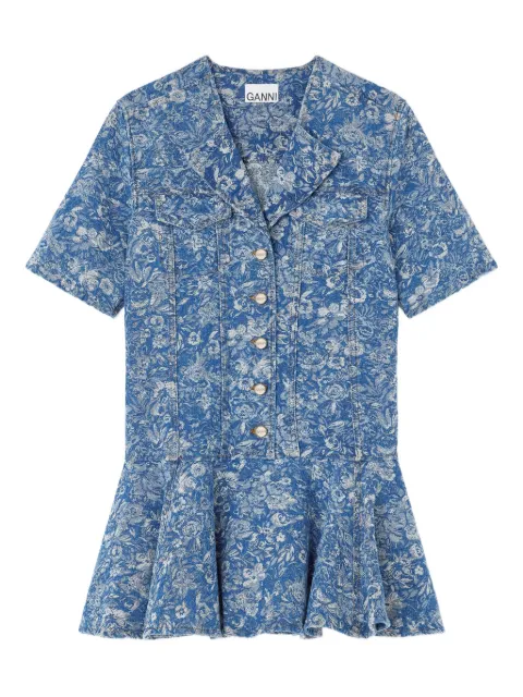 GANNI blue tapestry mini dress Blue J1870