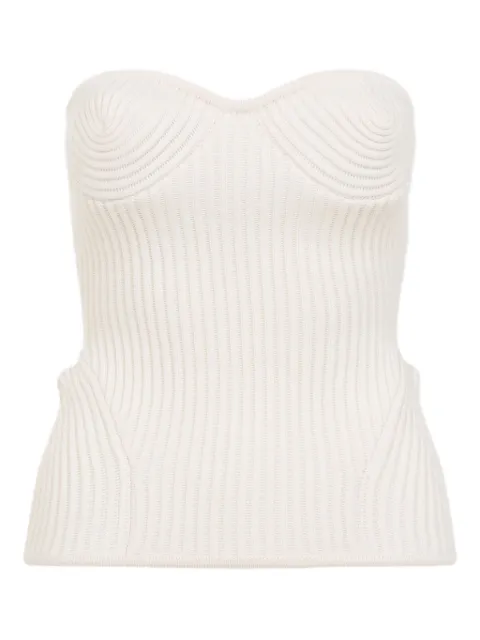 Jean Paul Gaultier ribbed sweetheart top White 2503WPO010K00101