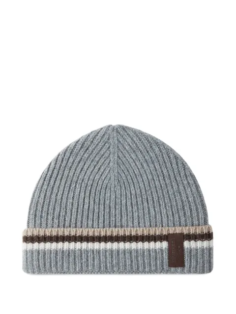 Paul & Shark ribbed striped beanie hat Grey 15317150691