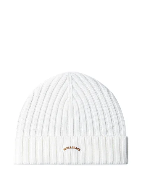 Paul & Shark ribbed beanie hat White 14317150469