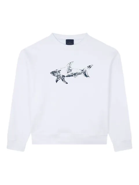 Paul & Shark shark-print fleece sweatshirt White 15311848965