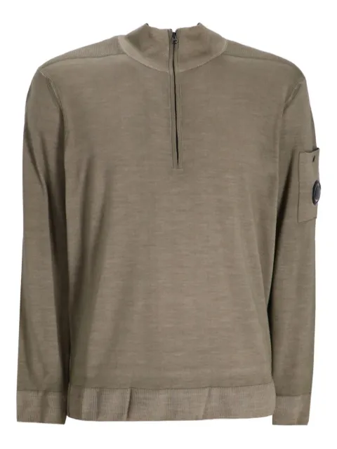 C.P. Company half-zip lens-pocket sweater Green 19CMKN025A003247F