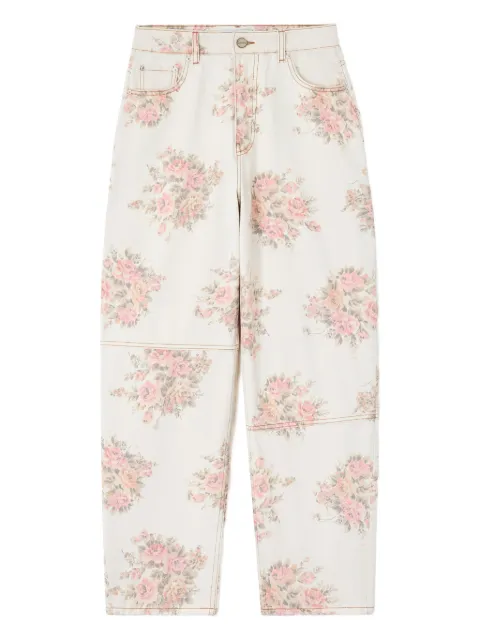GANNI floral-print panelled jeans Neutrals J1886