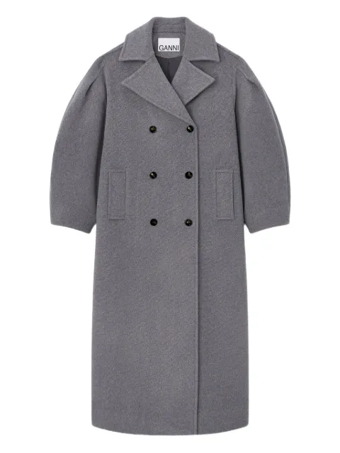 GANNI balloon-sleeves double-breasted coat Grey W0929
