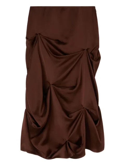 GANNI gathered midi skirt Brown W1007