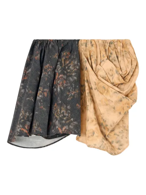 GANNI printed draped mini skirt Yellow W1022