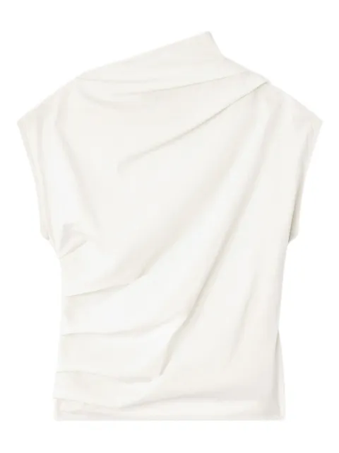 GANNI draped cowl-neck top Neutrals W1003