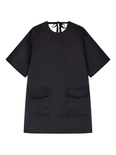 GANNI pocket-detail tie-neck mini dress Black W0788