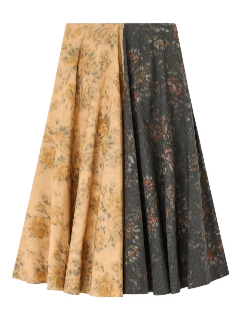 GANNI floral-print maxi skirt Yellow W1092