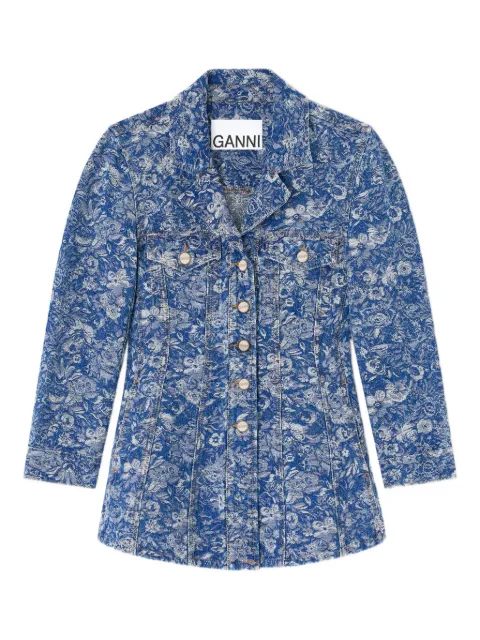 GANNI floral-print denim jacket Blue J1898