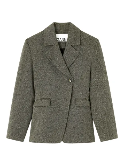 GANNI notched-lapels blazer Green W0752