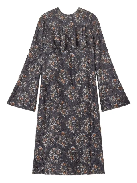 GANNI floral-print ruffled dress Blue W0982