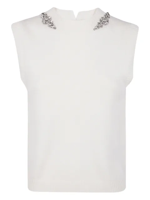 Semicouture crystal-embellished sleeveless top White Y5WD26