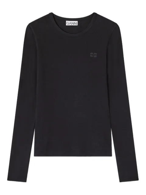 GANNI rib long-sleeve T-shirt Black T4313
