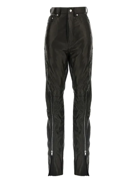Rick Owens Bolan Banana zip-detail high-waisted leather trousers Black RP02E4360LNV