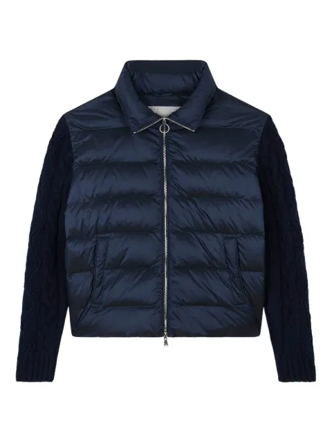 Paul & Shark Shiny hybrid down cable-knit jacket Blue 15352120050