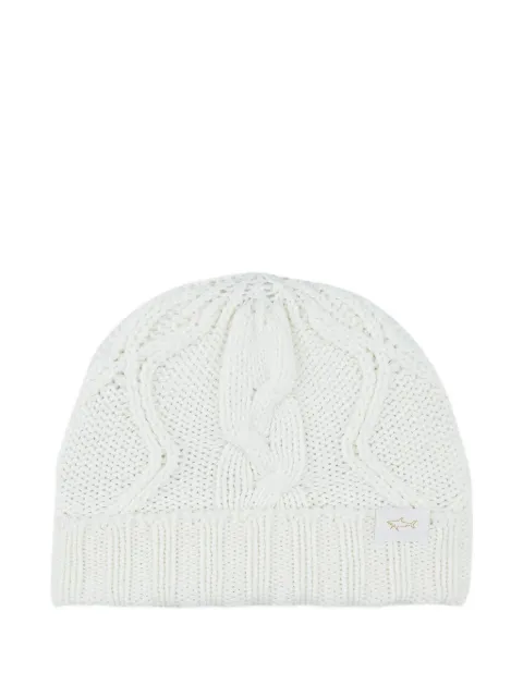 Paul & Shark cable-knit beanie hat White 15317164010