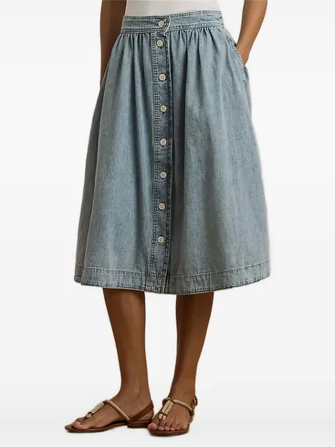 Lauren Ralph Lauren button-front gathered midi skirt Blue 200963898001