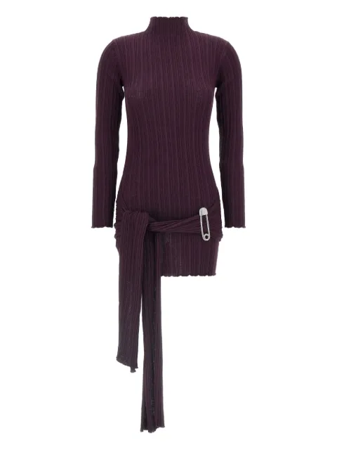 Giuseppe Di Morabito ribbed-knit high-neck sash mini dress Purple 05FWKND33905357
