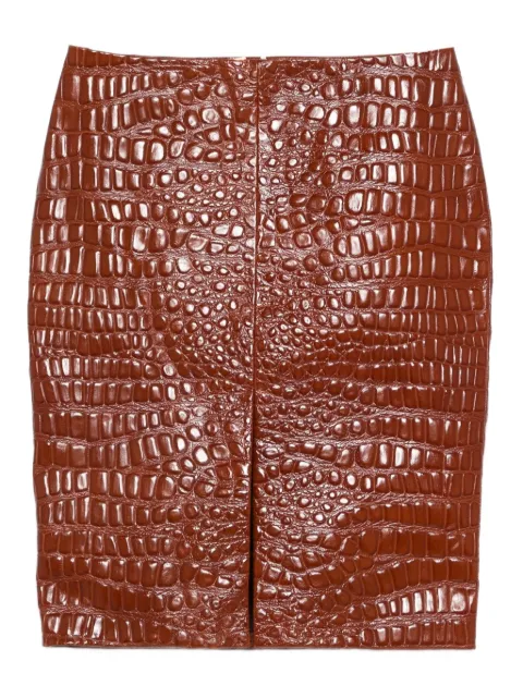 Saint Laurent embossed-leather short skirt Brown 842093YCJB22546
