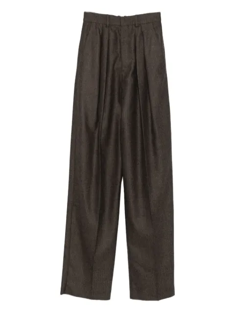 Saint Laurent pleated cotton trousers Brown 824389Y7K54A