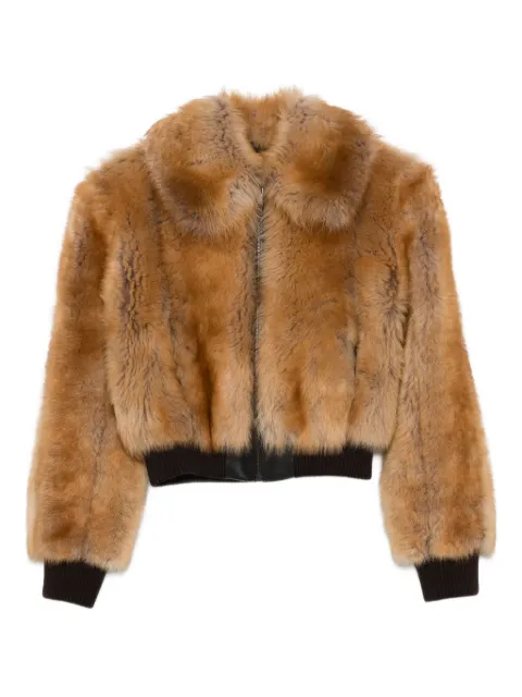 Saint Laurent zip-front shearling jacket Brown 836494YF2BV