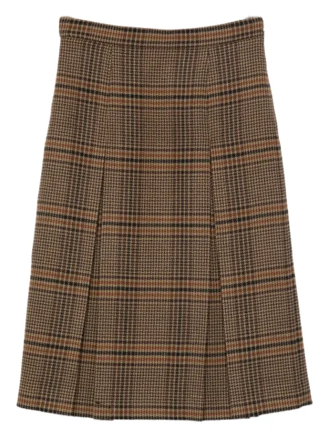Saint Laurent pleated check midi skirt Brown 831068Y9I70