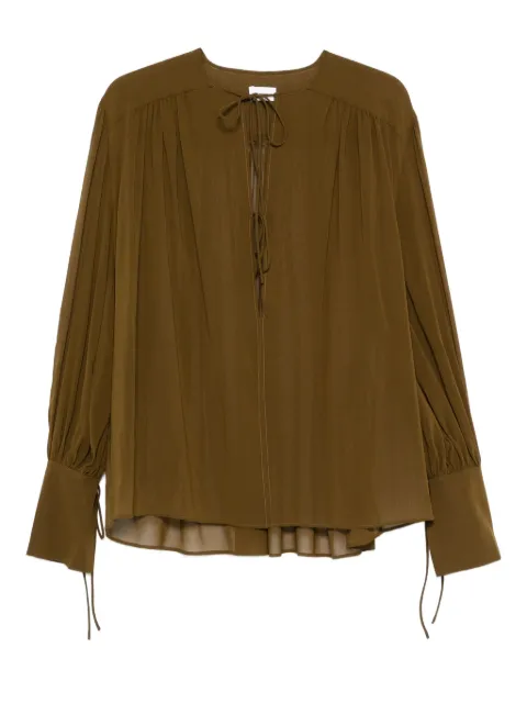 THE ANDAMANE tie-neck gathered blouse Green T180945ATNS038