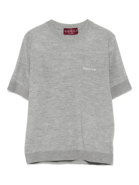 Gucci logo-embroidered short-sleeve T-shirt Grey 836747XKEWC