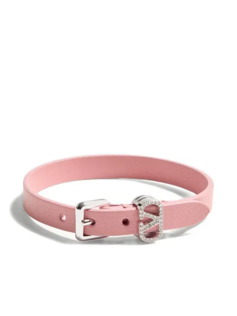 Valentino Garavani Ovalette bracelet in leather and swarovski crystals Pink WJ0AH7PJK
