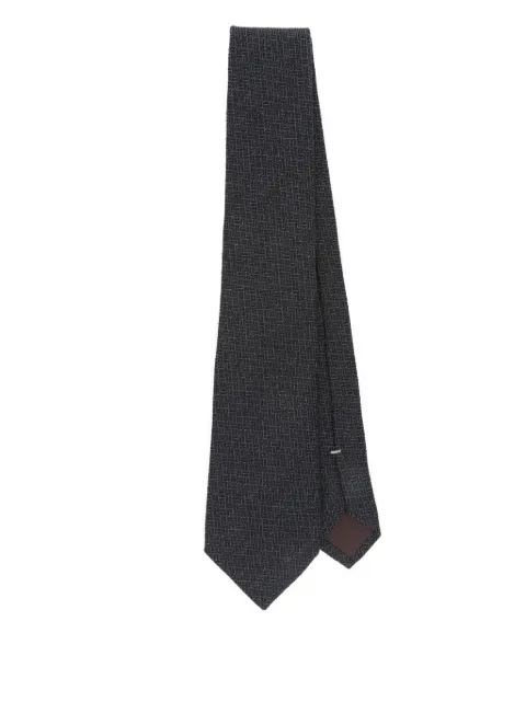 Canali geometric-pattern silk-cashmere tie Blue 18HJ04387