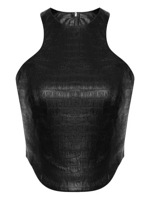 Lika crocodile-effect zip-fastening top Black 7751