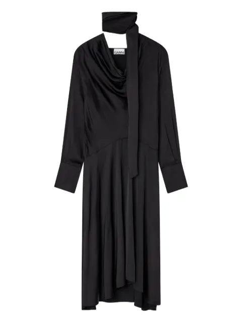 GANNI cowl-neck scarf midi dress Black W0860