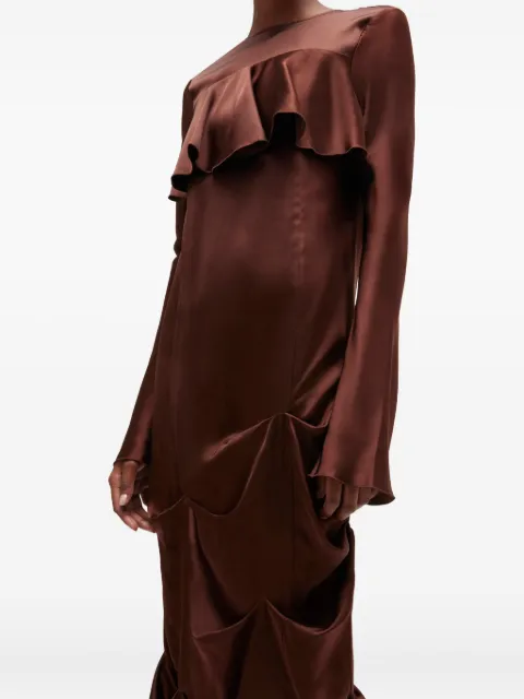 GANNI ruffled maxi dress Brown W0805