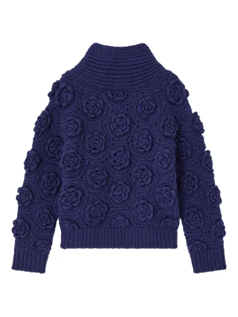 GANNI crochet-detail sweater Blue K2651