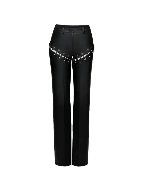 Lika detachable-leg lace-up eyelet straight trousers Black 7391