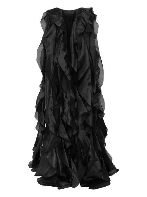 Lika ruffled organza cape Black 7671