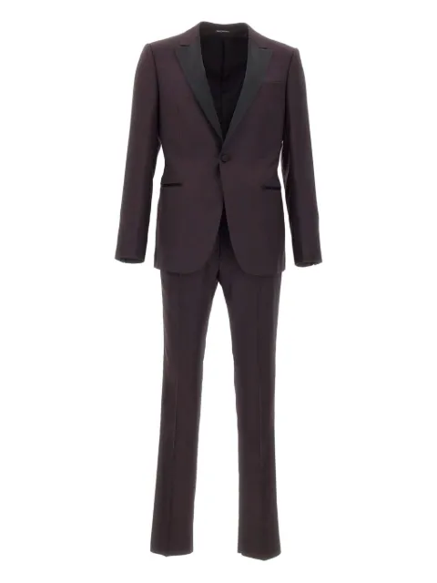 Emporio Armani peaked-lapel satin-trimmed suit Purple EM002055TE1