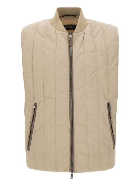 BOSS quilted zip-front gilet Neutrals 50543508