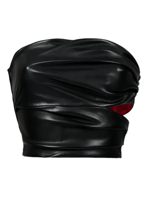 Lika draped faux-leather top Black 7341